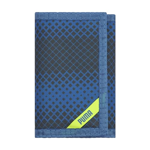 PUMA Kids' Little Rise Trifold Wallet, Blue/Yellow, One Size