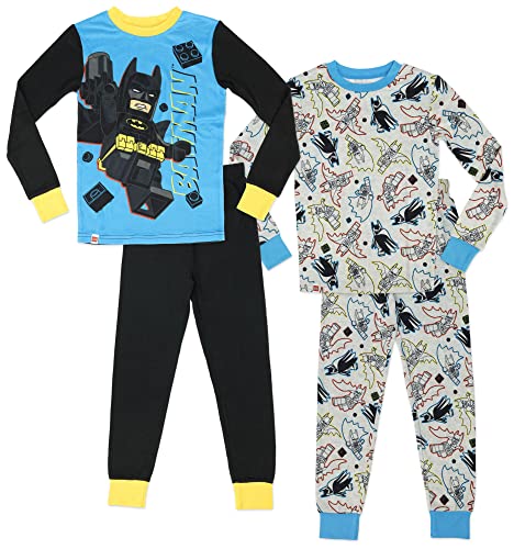 LEGO Batman Pajama Set For Boys, 4-Piece Cotton Blend, Blue/Black, Size 8