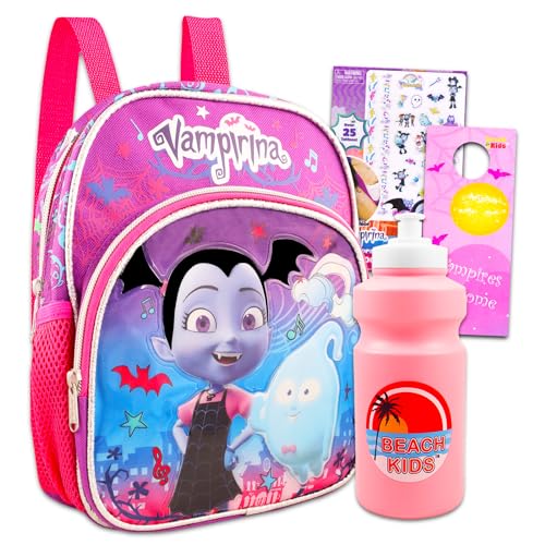 Disney Vampirina Mini Backpack Set - Bundle with 12' Vampirina Backpack Plus Water Bottle, Tattoos, More | Vampirina Backpack Toddler Girls