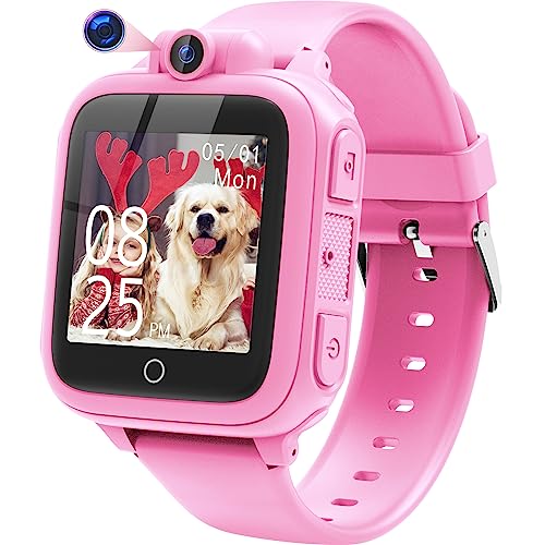 Kids Smart Watches Girls Gifts Age 3-12, Smart Watch for Kids with Camera Video Music Player 14 Games Alarm Calculator Gift Toys 4-8 for Girls Ages 5 6 7 8 9 10 (Pink)