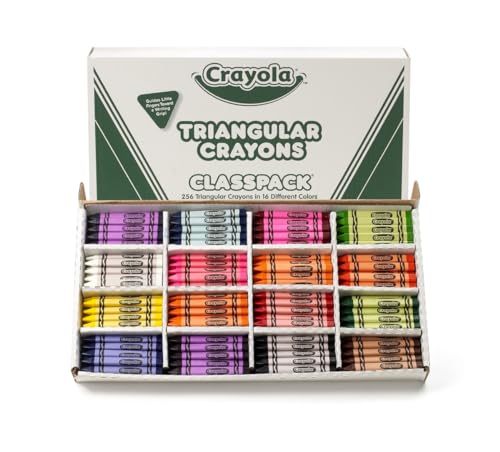 Crayola Triangular Crayon Classpack, Toddler Crayons, 16 Assorted Colors, 256 Count, Bulk