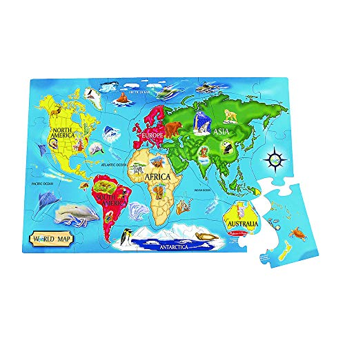 Melissa & Doug World Map Jumbo Jigsaw Floor Puzzle (33 pcs, 2 x 3 feet)