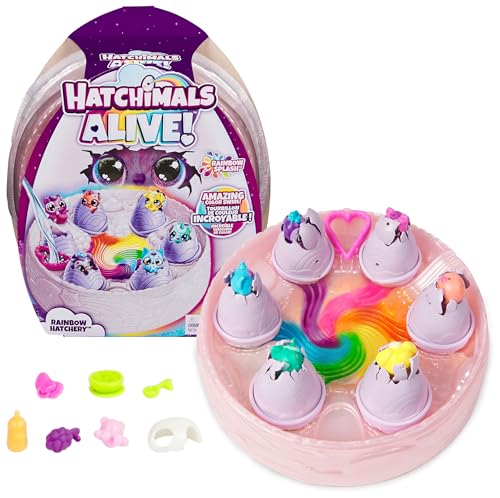 Hatchimals Alive, Rainbow Hatchery Toy with 6 Mini Figures in Color Reveal Eggs & 10+ Accessories, Kids Toys for Girls & Boys Ages 3+