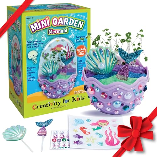 Creativity for Kids Mini Garden: Mermaid Terrarium Kit - Mermaid Gifts for Girls, Crafts for Kids and Mermaid Toys Ages 6-8+, Stocking Stuffers for Kids