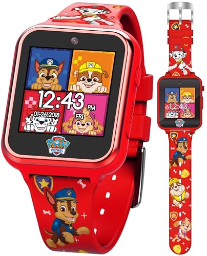 Accutime Kids Nickelodeon Paw Patrol Red Educational Touchscreen Smart Watch Toy for Toddlers, Boys, Girls - Selfie Cam, Learning Games, Alarm, Calculator, Pedometer & More (Model: PAW4275AZ)