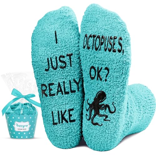 HAPPYPOP Octopus Gifts for Women Girls - Crazy Ocean Octopus Socks, Silly Sea Animal Socks