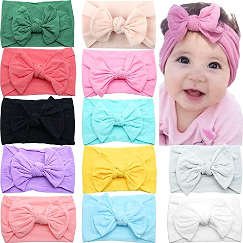 CÉLLOT Super Stretchy Soft Knot Headbands with Hair Bows Head Wrap Hair Accessories For Newborn Baby Girls Infant Toddlers Kids