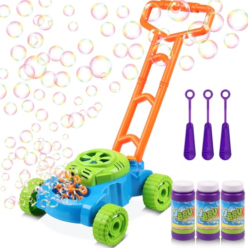 Lydaz Bubble Lawn Mower for Toddlers 1-3, Kids Bubble Blower Maker Machine, Outdoor Summer Push Backyard Gardening Toys, Halloween Birthday Gifts Toys for Preschool Baby Boys Girls Age 1 2 3+ Year Old