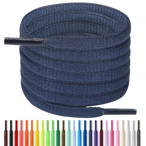 Handshop Half Round Shoelaces 1/4' - Oval Shoe Laces Replacements For Sneakers and Athletic Shoes Sports Navy Blue 45.3 inch (115cm)