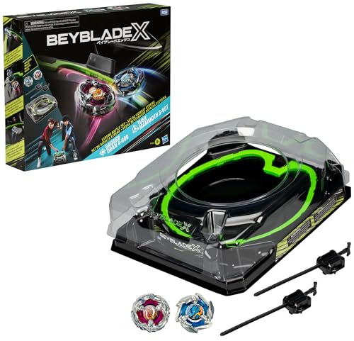 BEYBLADE X Xtreme Battle Set with Beystadium Arena Featuring X-Celerator Rail, 2 Right-Spinning Top Toys, 2 Launchers, Toys for Boys and Girls, 8+