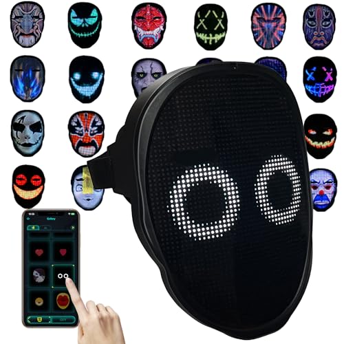 Depointer Life Led Mask with Rechargeable Bluetooth-compatible App Controlled, Customizable Shining Mask, Lighted Face Transforming Mask, unisex-child