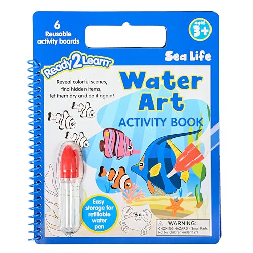 READY 2 LEARN Water Art Activity Book - Sea Life - 6 Activities - Mess-Free Coloring Book - Learn Fun Ocean Facts - Reveal Vibrant, Underwater Designs