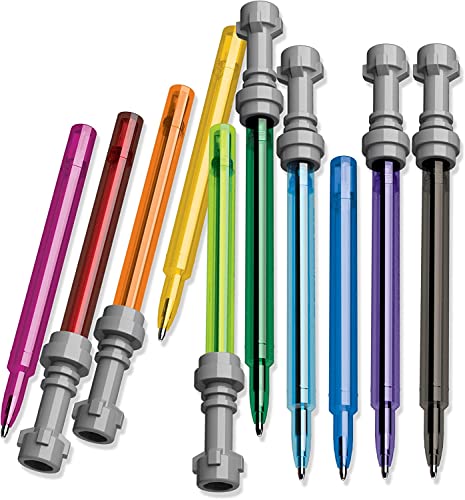 Lego Star Wars Lightsaber Gel Pen 10 Pack (53116) - Set for Back to School, College or Office