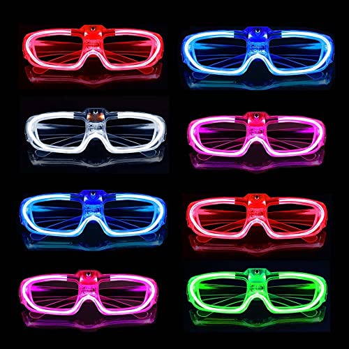 BouQuw 25 Packs LED Glasses Mardi Gras Party Supplies ,5 Neon Colors,3 Light Modes Light up Glow Sticks Glasses Toys Party Supplies for kids Adults Glow Glasses Fit Halloween Christmas New Year Eve