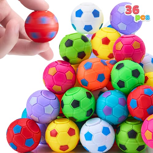 JOYIN 36 Pack Soccer Fidget Spinners for Kids, Soccer Party Favors, Fidget Toys Bulk, Stress Balls, Goodie Bags Stuffers for Birthday Party, Treasure Box Toys for Classroom