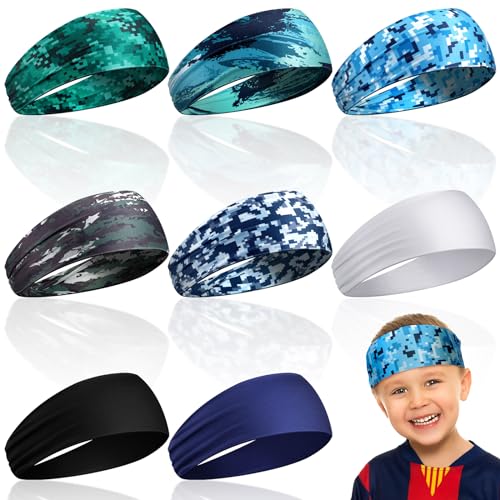 Haull Kids Sports Bandanas - Elastic Athletic Sweatbands for Boys, Basketball, and Youth Activities (Classic Style)