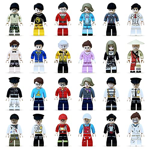 FILDANCO Minifigures Stuffer, 24PCS Minifigures Building Bricks, Mini Figure Toy, MINIFIG People LOT, Kids for Christmas, Birthday Party Supplies, Easter Eggs