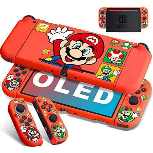 Xcitifun Designed for Nintendo Switch OLED Case Switch OLED TPU Cases for Girls Boys Kids Cute Kawaii Protective Shell Compatible with Nintendo Switch OLED Controller Carrying Cover - Red Hand