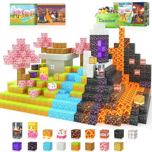 Magnetic Blocks - Build Mine Magnet World Magic Portal Set, Magnetic Tiles 1' Building Blocks Toddler Toys STEM Sensory Outdoor Toys for 3+ Year Old Boys & Girls, Creative Kids Games Kids Toys 84PCS