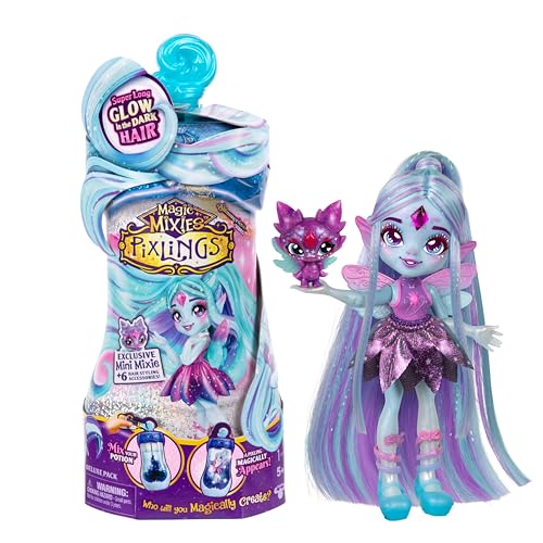 Magic Mixies Pixlings Deluxe Pack, Flyt The Dragonfly, Shimmer Reveal, Create & Mix Potion That Magically Reveals 6.5' Pixling Doll Inside Potion Bottle - Exclusive Mini Mixies & 6 Hair Accessories