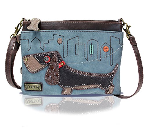 CHALA Mini Crossbody/Purse with Convertible Strap Stylish, Compact, Versatile - Wiener Dog - indigo