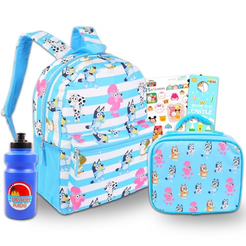 Disney Bluey Backpack and Lunch Box Set - Bundle with 16” Bluey Backpack for School, Bluey Lunch Box, Water Bottle, More | Bluey Backpack for Boys, Girls, Kids