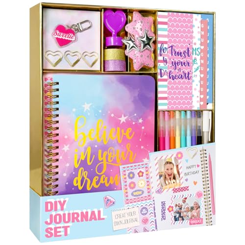 Nollh DIY Journal Kit for Girls - DIY Journal Set for Tween & Teen Girls, Stationery Set, Scrapbook & Diary Supplies Set, Journaling Art Crafts Kit, Ideal Gifts for 8 9 10 11 12 13 14 Year Old Girl