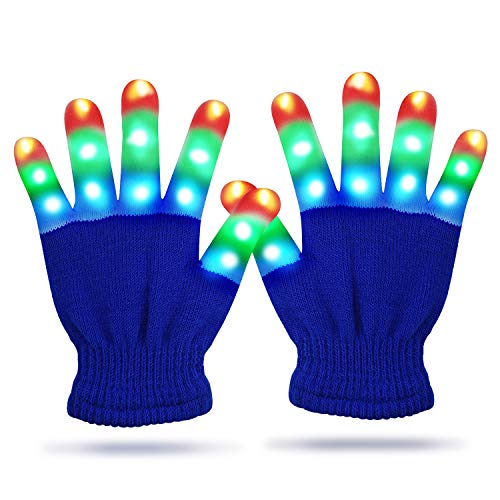 Party Favors for Kids, Viposoon Children LED Finger Light Gloves Cool Toys for 3-12 Year Old Kids Boys Girls Best Gifts 2019 for Kids Boys Girls 4-12 LED Flashing Glvoes - Blue