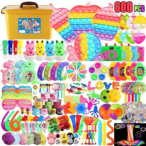 600 Pack Party Favors for Kids 8-12, Fidget Toys Set Sensory Toys Anxiety for Kids and Adults Autism Birthday Gift Classroom Prizes Treasure Box Goodie Bag Stuffers Halloween Christmas Stocking