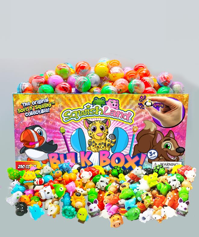 Sqwishland Bulk Box (250 Capsules) -Series 6: Mini Capsule Squishy Animal Toys | Perfect Party Favors, Pencil Toppers, Classroom Prizes, Collectible Toys for Kids