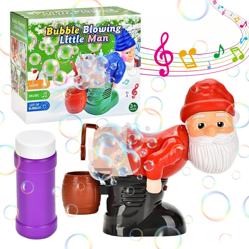 Bubble Blowing Santa, Automatic Bubble Machine Santa, Bubble Santa Bubble Machine with Music & Flashing Lights, Bubble Blower for Outdoor & Indoor (RD)