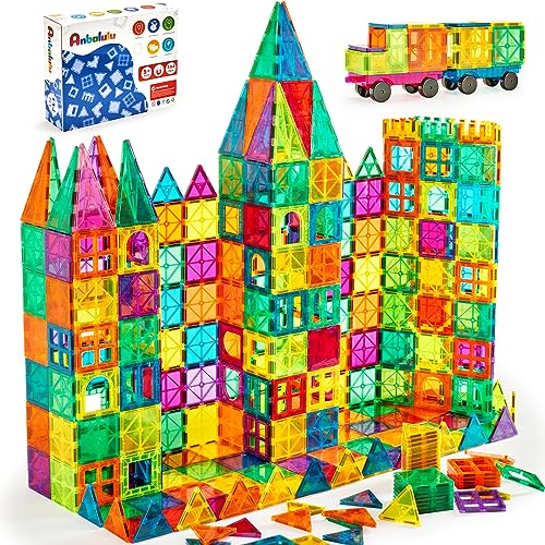 Anbalulu Magnetic Building Tiles, 134PCS Large Magnet Building Set,Magnetic Blocks, 3D STEM Stacking Toys, Magnets Toy for Kids Boys Girls