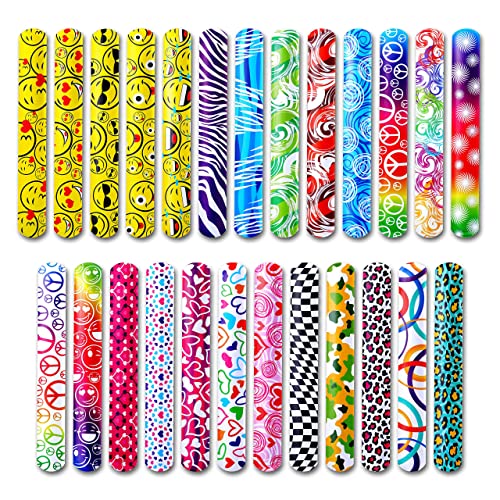 50-Piece Slap Bracelets For Kids | Party Favors For Kids 4-8 | Slap Bracelets Bulk Party Favors | Goodie Bags Stuffers for kids with 25 Unique Designs, perfect stocking stuffers for classroom rewards