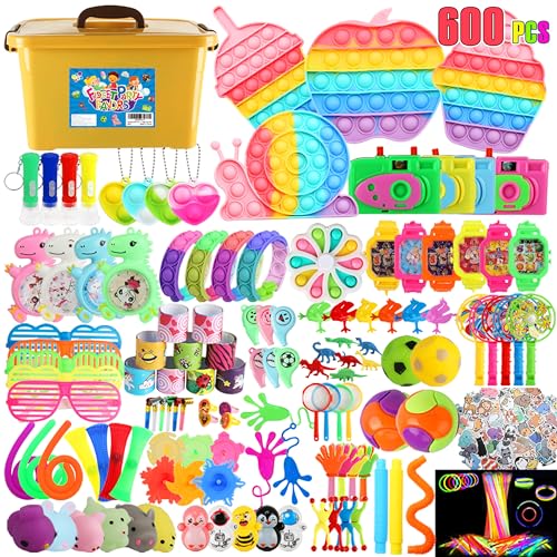 600 Pack Party Favors for Kids 8-12, Fidget Toys Set Sensory Toys Anxiety for Kids and Adults Autism Birthday Gift Classroom Prizes Treasure Box Goodie Bag Stuffers Halloween Christmas Stocking