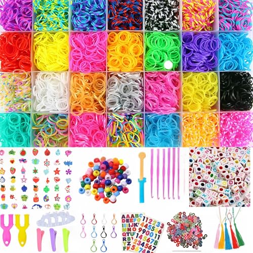 Momo's Den Rubber Band Bracelet Kit Bracelet Making kit Rubber Band 12100+ Loom Bracelet Kit, Big Giftable Case with Premium Quality Accessories, 28 Unique Bright Colour Bands, Refill Kit Boy & Girl