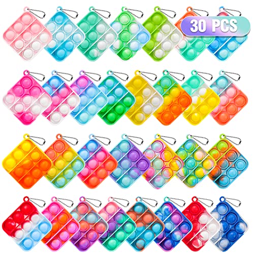 Pop Fidget Toys Bulk Its Party Favors for Kids 4-8 8-12 30 Pack Mini Pop Keychain It Fidget Toy Fidgets for Classroom Prizes Christmas Stocking Stuffers for Kids Carnival Birthday Goodie Bag Stuffers