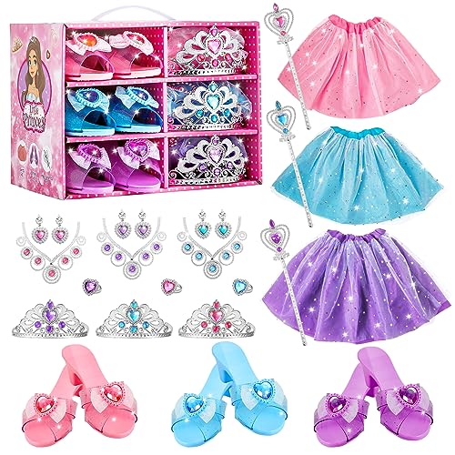 ShyLizard Princess Dress Up Sets for Girls 4-6, Costumes Set with Princess Dresses, Shoes and Accessories, Kids' Dress Up and Pretend Play Toy for 3 4 5 6 Year old Toddler Girl Birthday Gift