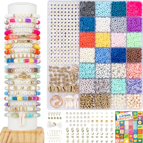 Deinduser Bracelet Making kit, 6000 pcs Clay Beads Bracelet Making Kit, Beads for Bracelets, Beads for Jewelry Making, Friendship Bracelet Making Kit