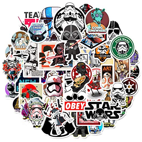 50Pcs Science Fiction Film Theme Star Wars Stickers Cute Stickers for Water Bottles Hydroflasks Skateboard Decal Stickers for Teens, Girls, Boys, Adults Laptop Stickers (Star Wars)