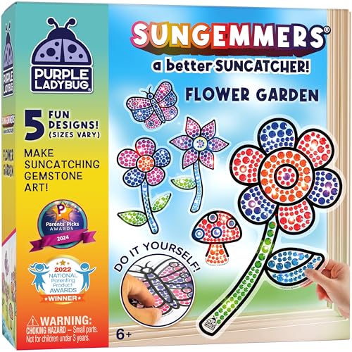 SUNGEMMERS Gem Art for Kids Crafts - Christmas Kids Stocking Stuffers for Girls 8-12 6-8, Suncatcher Kit for Kids, 8 7 6 Year Old Girl Birthday Gift, Arts and Crafts for Kids Ages 4-8 8-12 6-8 Girls