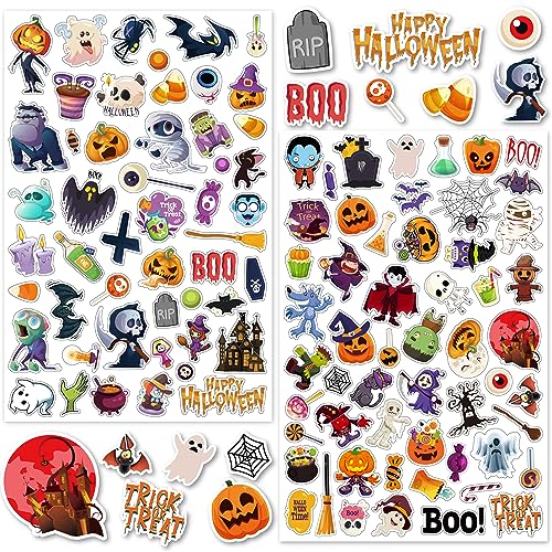 LINAYE 24 Sheets Halloween Stickers for Kids, 1260PCS Adhesive Halloween Stickers, Halloween Stickers Bulk for Kids Cute Small Stickers for Halloween Treat Bags, Goodie Bags, Halloween Party Favors