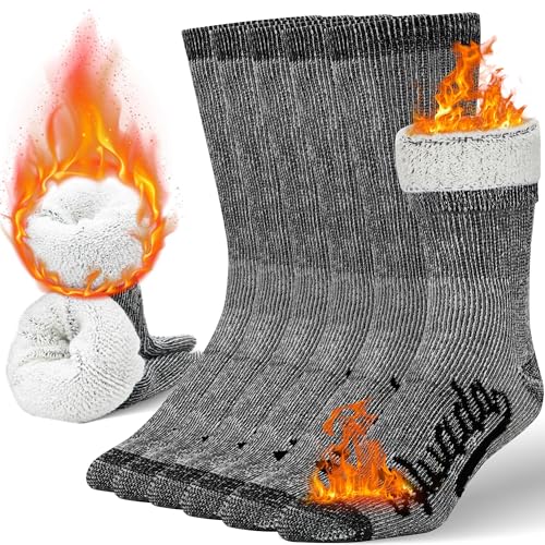 Alvada Merino Wool Hiking Socks Thermal Warm Crew Winter Boot Sock For Men Women 3 Pairs ML