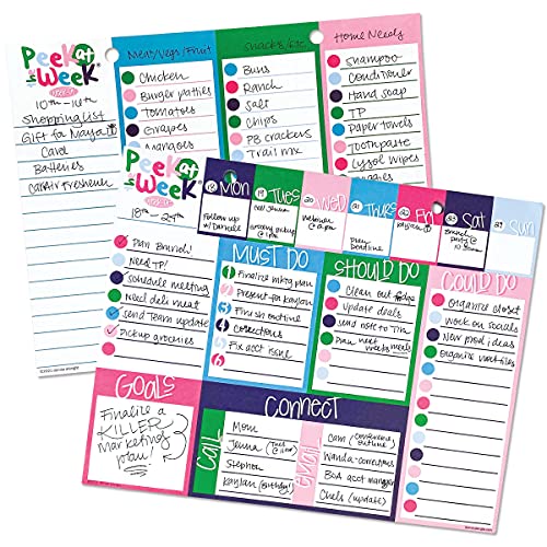 Peek at the Week® Weekly Planner Pad | Checklists, Priorities, Dry Erase Backer