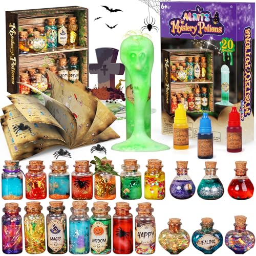 Alritz Mystery Potions Kit for Kids, 20 Magic Mix Witch Potion Bottles, Happy Halloween Decorations Pumpkin Table Craft Toys for Boys & Girls Age 6 7 8 9 10+ Indoor Party Decor